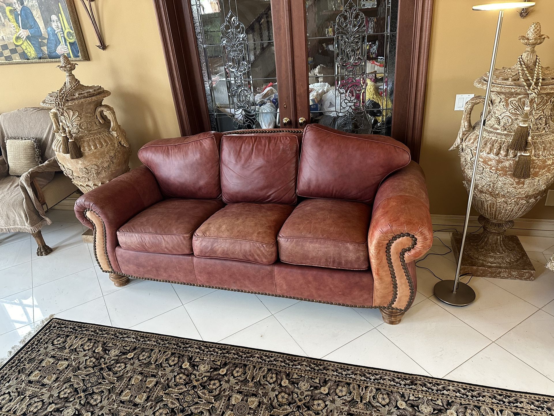 3 Piece Red Leather Couch Set