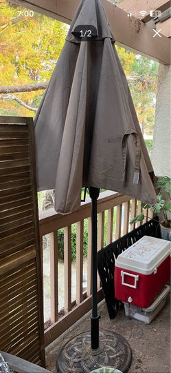 Patio Umbrella and stand - Tan color