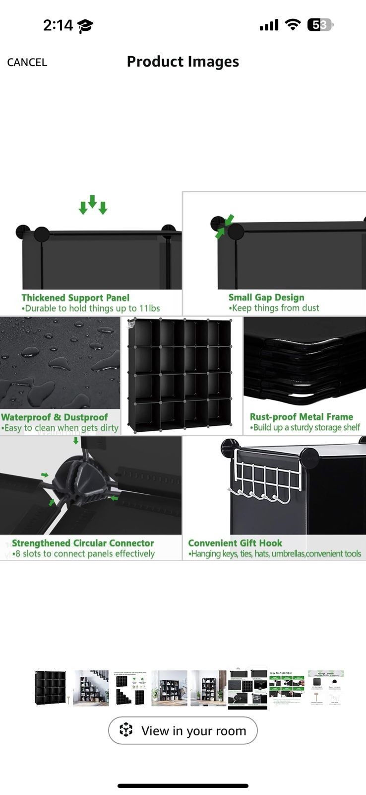 16 CUBE Organiser