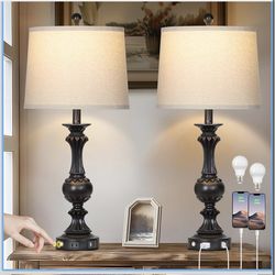 28" Farmhouse Table Lamps Set of 2