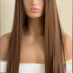 28 Inch 13x6 Lace Frontal Bone Straight Layered Long Free Parting Long Wig