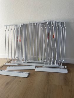 White Metal Baby Safety Gate with Extensions