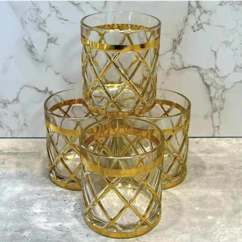 Set Of 4 Old Fashioned Glasses Brand New