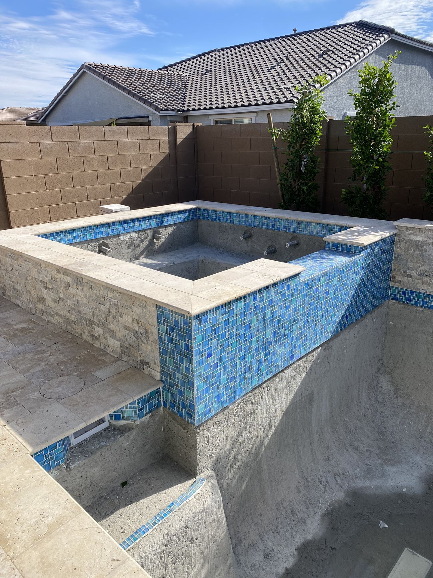 Waterline Glass Tile Pool Coping 12x12
