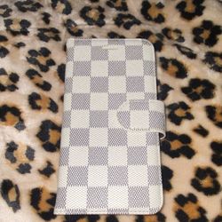 White Checkered Wallet Phone Case