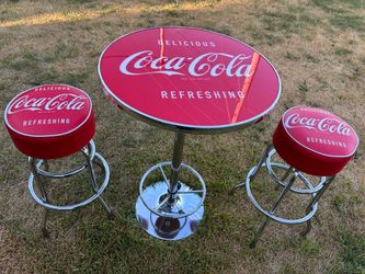 Coca Cola bar stools and table