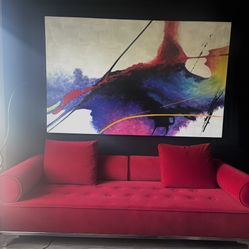 Contemporary Red ZURI Couch – Velvet with Modern Flair