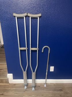 Adjustable Aluminum Crutches and Cane Set (Tall 5’10”-6’6”)