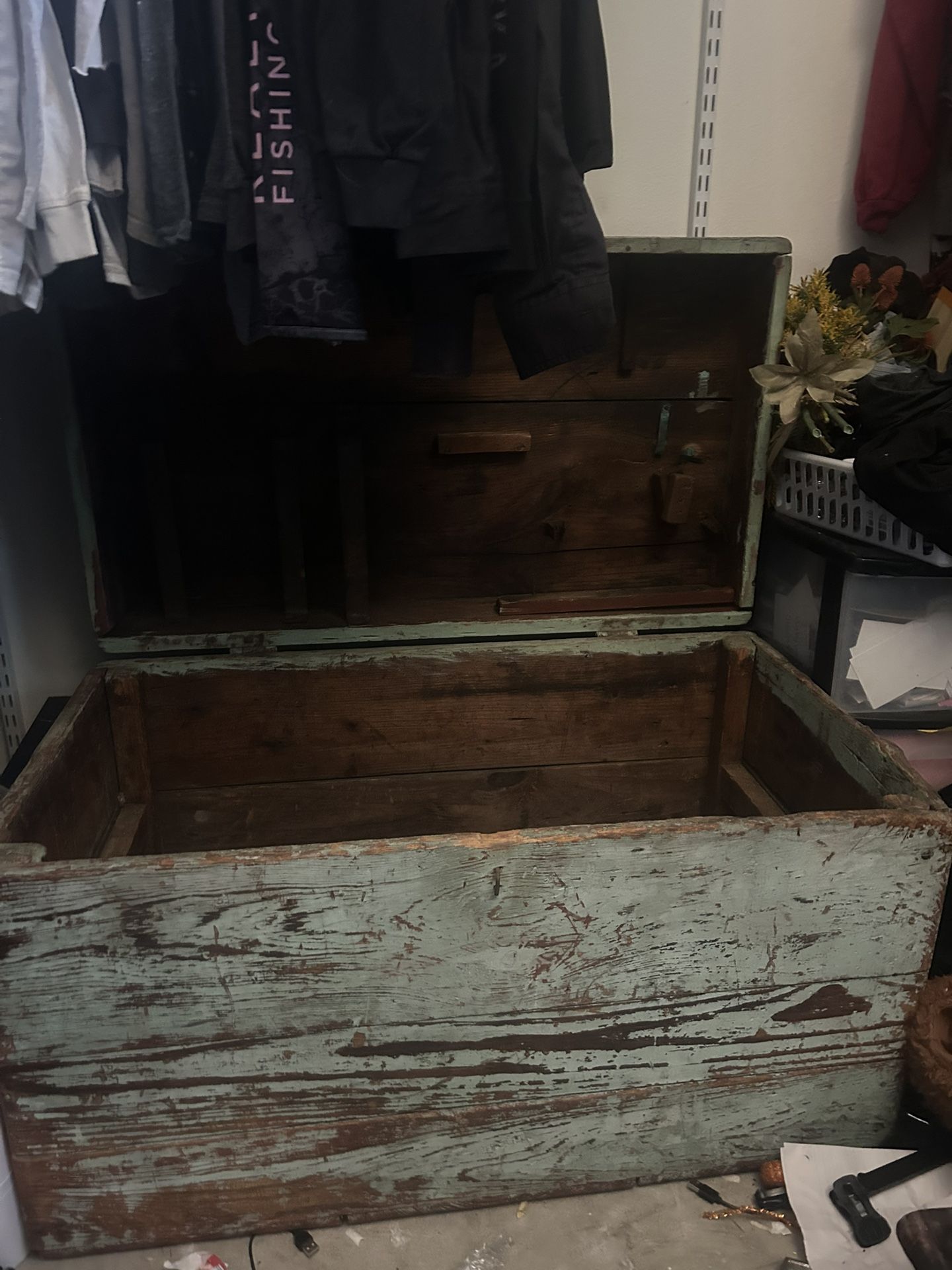 Rustic Teal Wooden Chest