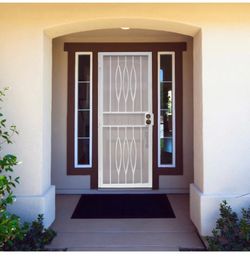 cream metal front door