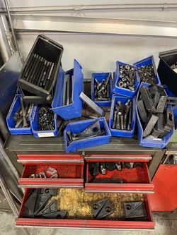 Large Lot of Machinist Clamps, Bolts, and Hardware