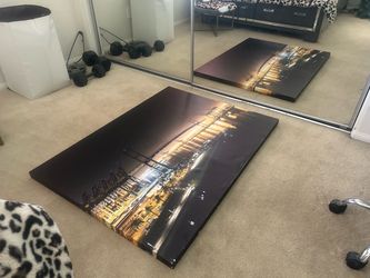 Large City Skyline Night Canvas Wall Art