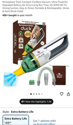 Horsepower Duck Compact Cordless Vacuum / Aspirador inalámbrico compacto Horsepower Duck