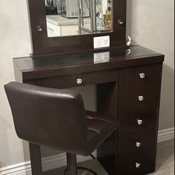 Vanity Desk With Mirror With Chair 