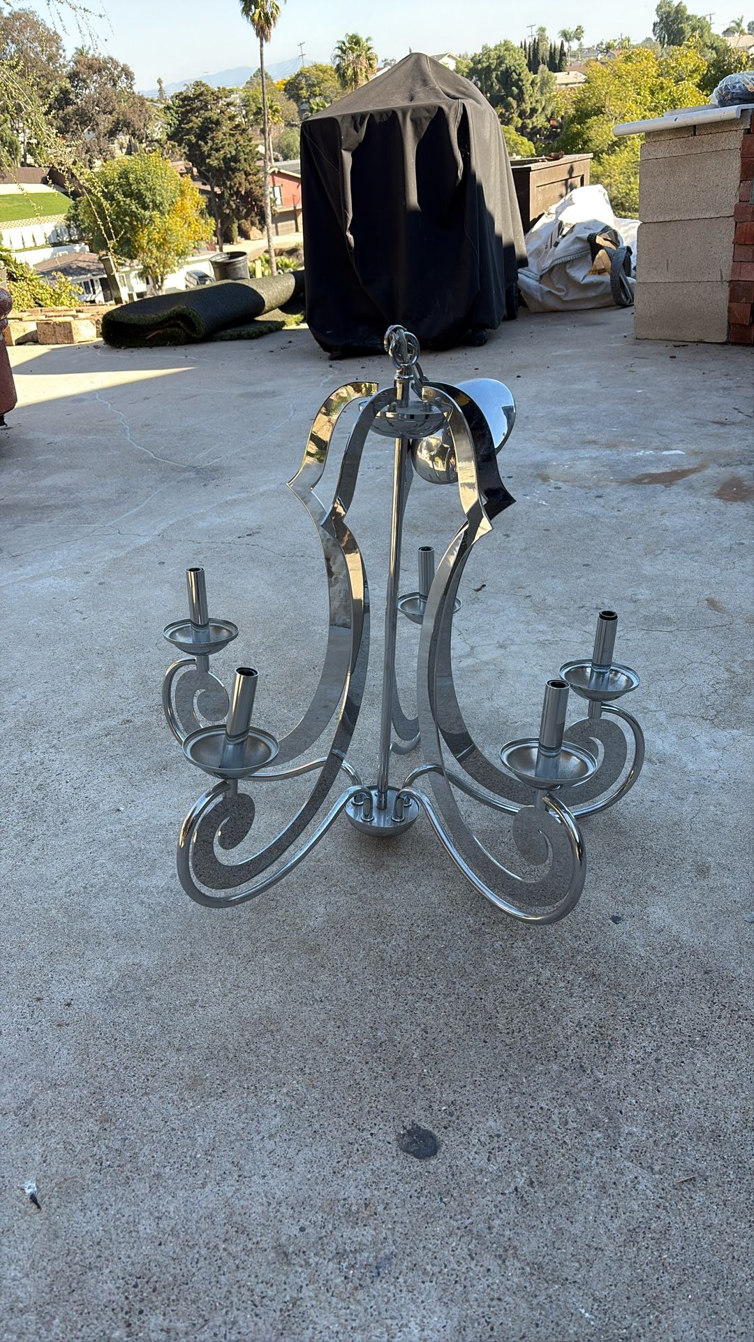 Trans Globe Lighting 2785PC Laser Cut Transitional 5-Light Chandelabra Chrome