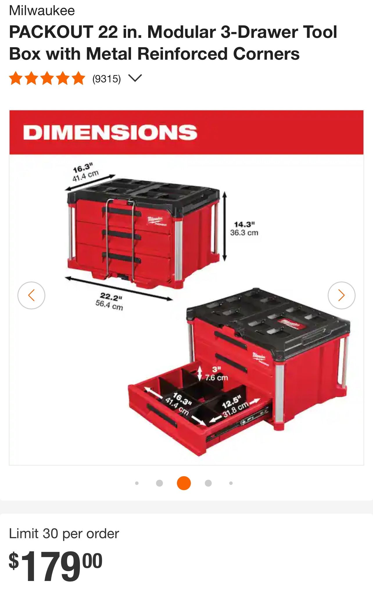 Milwaukee PACKOUT Modular 3-Drawer Tool Box with Metal Reinforced Corners