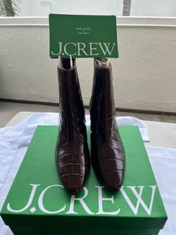 J.crew ,ankle boots in Italian croc  embossed leather