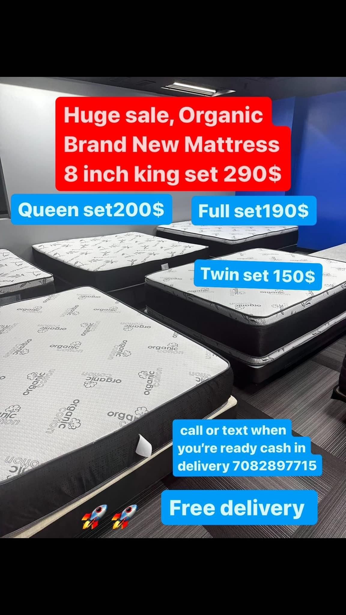 Huge sale for Mattress And Box Twin size mattress and box 150.$ full 190$ Queen 200$ king 290$. Mattress And Box and frame and headboard. King 580$ Qu