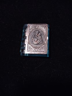 Czechoslovakia Miniature Metal & Lucite Bible Box Rosary Holder