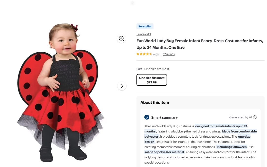 Infant Lady Bug Costume
