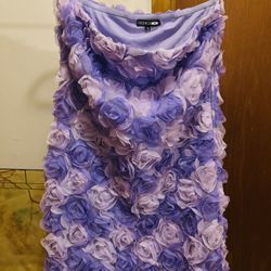 Fashion Nova Purple 3D Floral Strapless Mini Dress – Lavender Rose Appliqué Bodycon