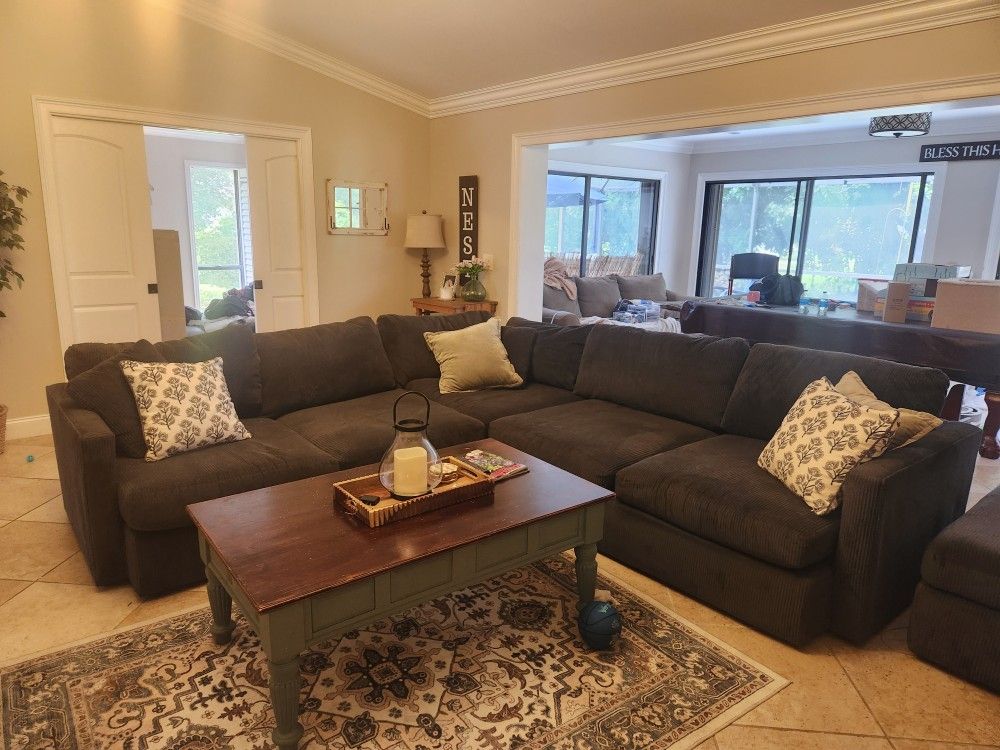 Kevin Charles Courderoy Sectional Couch With Ottoman