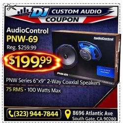 AudioControl PNW Series Car Speakers Set 6x9" 2-Way Coaxial Speaker System 100 Watts PNW-69 🚨 Payment Options Available 🚨 No Credit Needed 🚨 