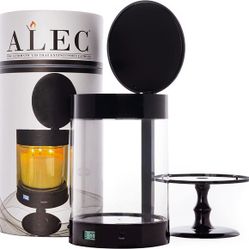 New ALEC Clear Hurricane Candle Holder & Extinguisher, Black, Large

