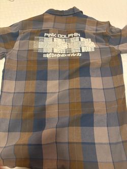 Pink Dolphin Flannel Shirt (Brown & Blue)