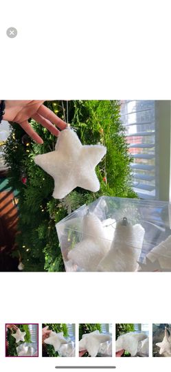4pc Fluffy Star Ornaments  New in box