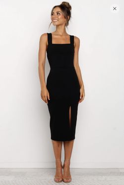 Petal and Pup Black Midi Dress with Slit