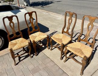 Set of 4 Solid Wood Rush Seat Dining Chairs – $45 for ALL FOUR