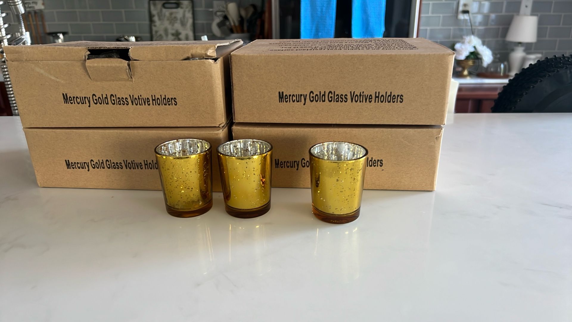 Gold Mercury Glass Votive Holders