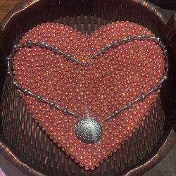 Vintage Silver Tone Estée Lauder Solid Perfume Locket Pendant Necklace~1970sVintage