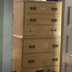 Vintage distressed yellow dresser