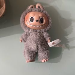 Grey Authentic Labubu No Box Has QR Code For Authentication 
