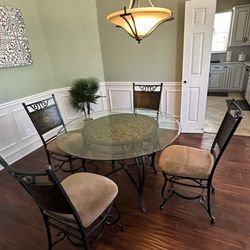 Glass Dining Table with 4 Chairs