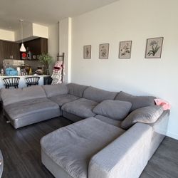 5 Piece Light Grey Cloud Sectional Sofa