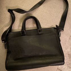 Calvin Klein Black Leather Briefcase/laptop Bag