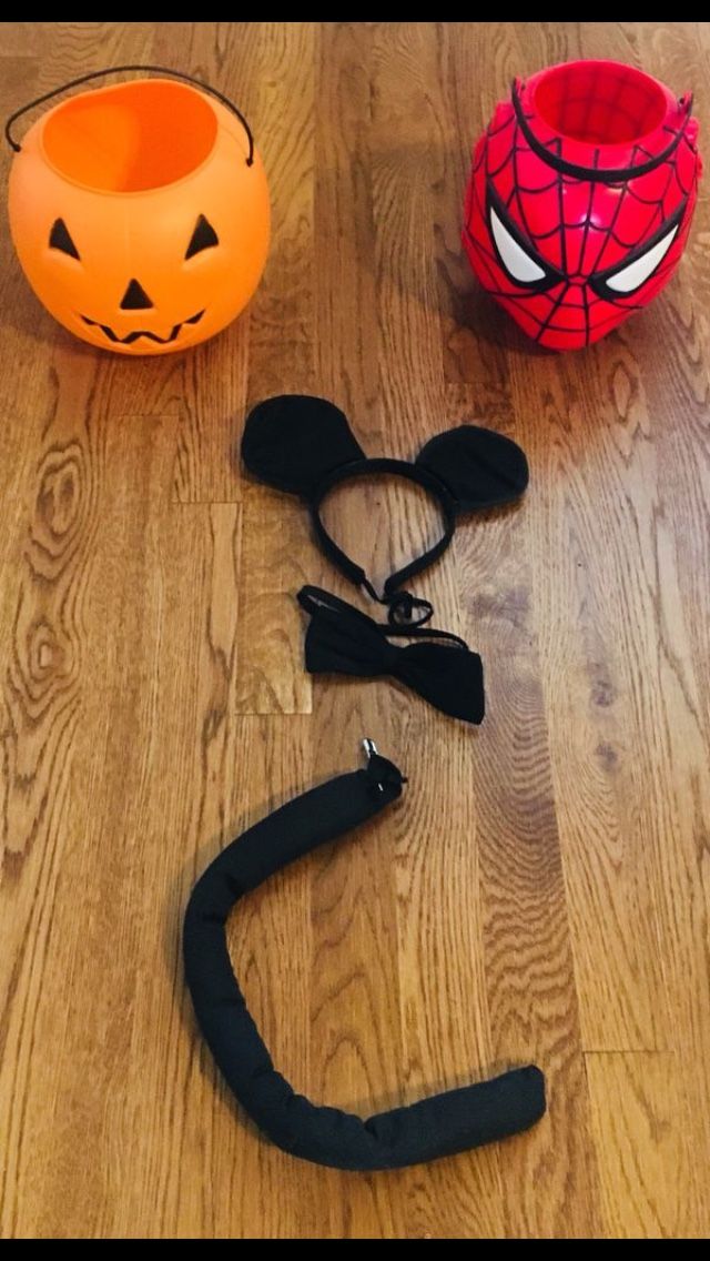 Halloween cat costume and 2 baskets