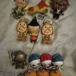 Disney Nightmare before Christmas & Beauty and the Beast keychains with tags