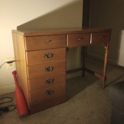 1960's Ethan Allen Early American Maple and Birch Student Desk 4 Drawer