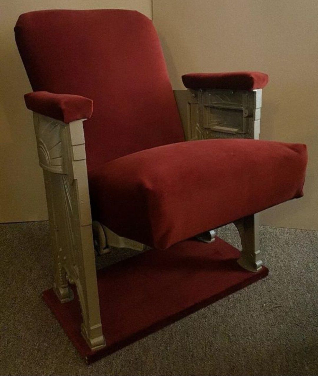 Antique 1929 American Seating Company Art Deco Theater Seat Single Chair