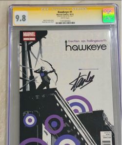 CGC 9.8 Signature Series Hawkeye #1 Stan Lee Signed Marvel Comics 2012 White Pages, 1st Print, two comps for $1,000