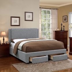 Queen Size Grey Tufted W Ortho Mattress Included 