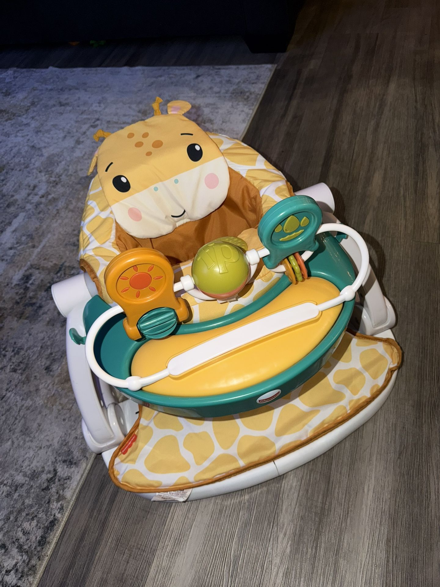 Fisher-Price Portable Baby Chair with Snack Tray and Toy Bar, Premium Sit-Me-Up Seat, Giraffe