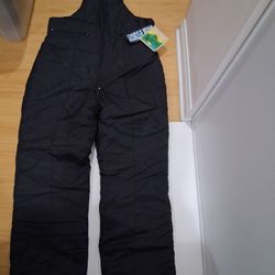 Teen Ski Bib, Size XL, Black, New, 2 Front Zipper Pockets