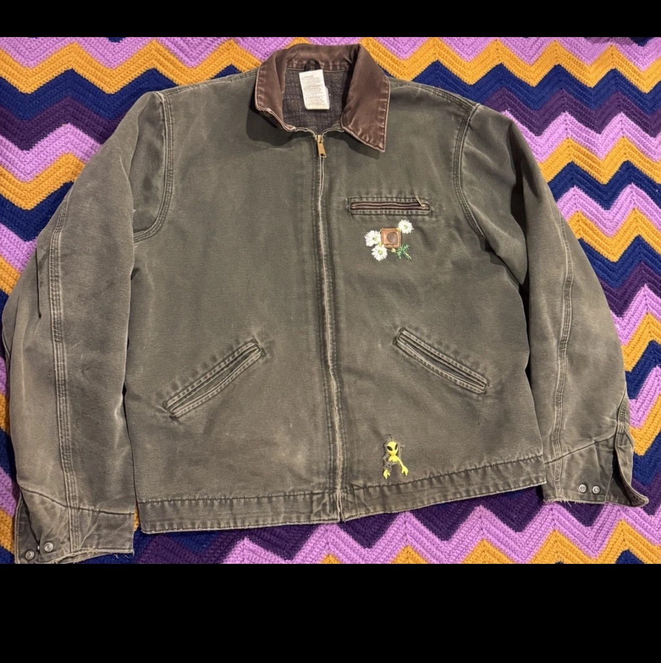 Vintage Carhartt J97 MOS Detroit Jacket Moss Green Xl Tall USA - As Is - Read