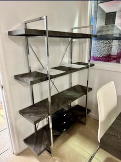 WOOD & CHROME BOOKCASE ON SALE!!! Low stock!!!