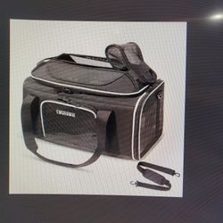 Top Expandable Pet Carrier 17x12x8.5" Black Airline Approved Anti Scratch Mesh